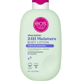 eos bottle front view showing Crème de Pistachio scent and size benefit