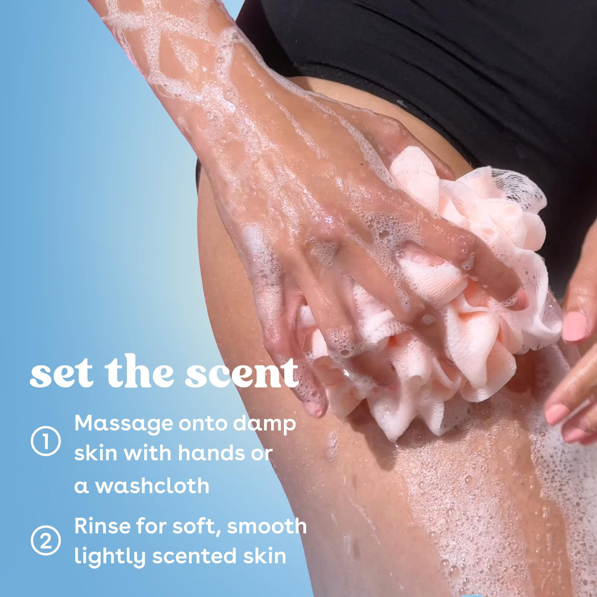 eos creamy lather on skin demonstrating rich foam and gentle cleansing
