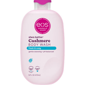 eos bottle front view showing Fresh & Cozy fragrance and moisturizing benefits