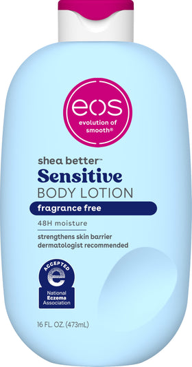 eos front packaging showing fragrance-free label and calming benefit