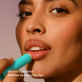 eos The Hero Lip Repair balm texture close-up highlighting creamy shea moisturization