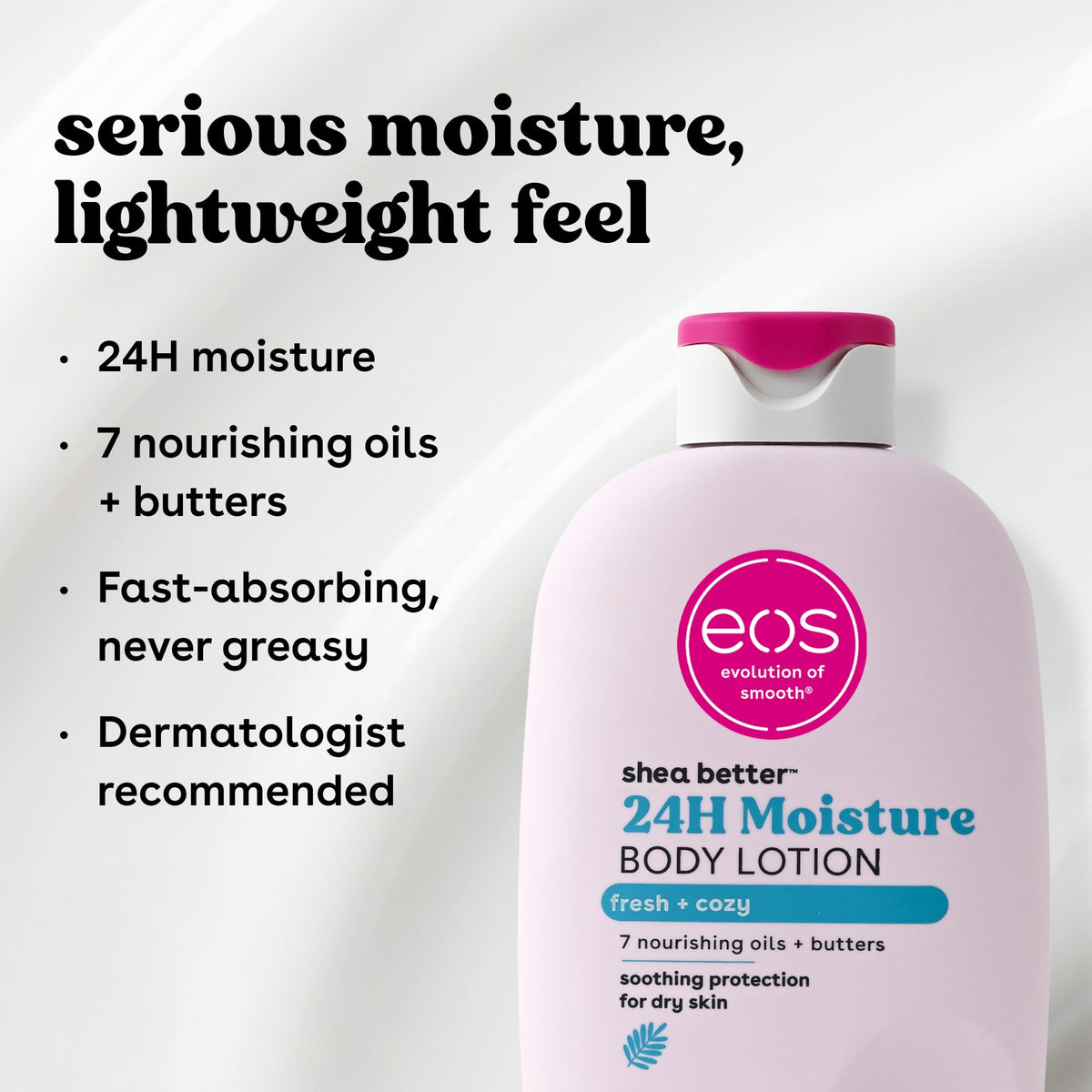 eos ingredient label with shea butter listed, showcasing clean-beauty benefits