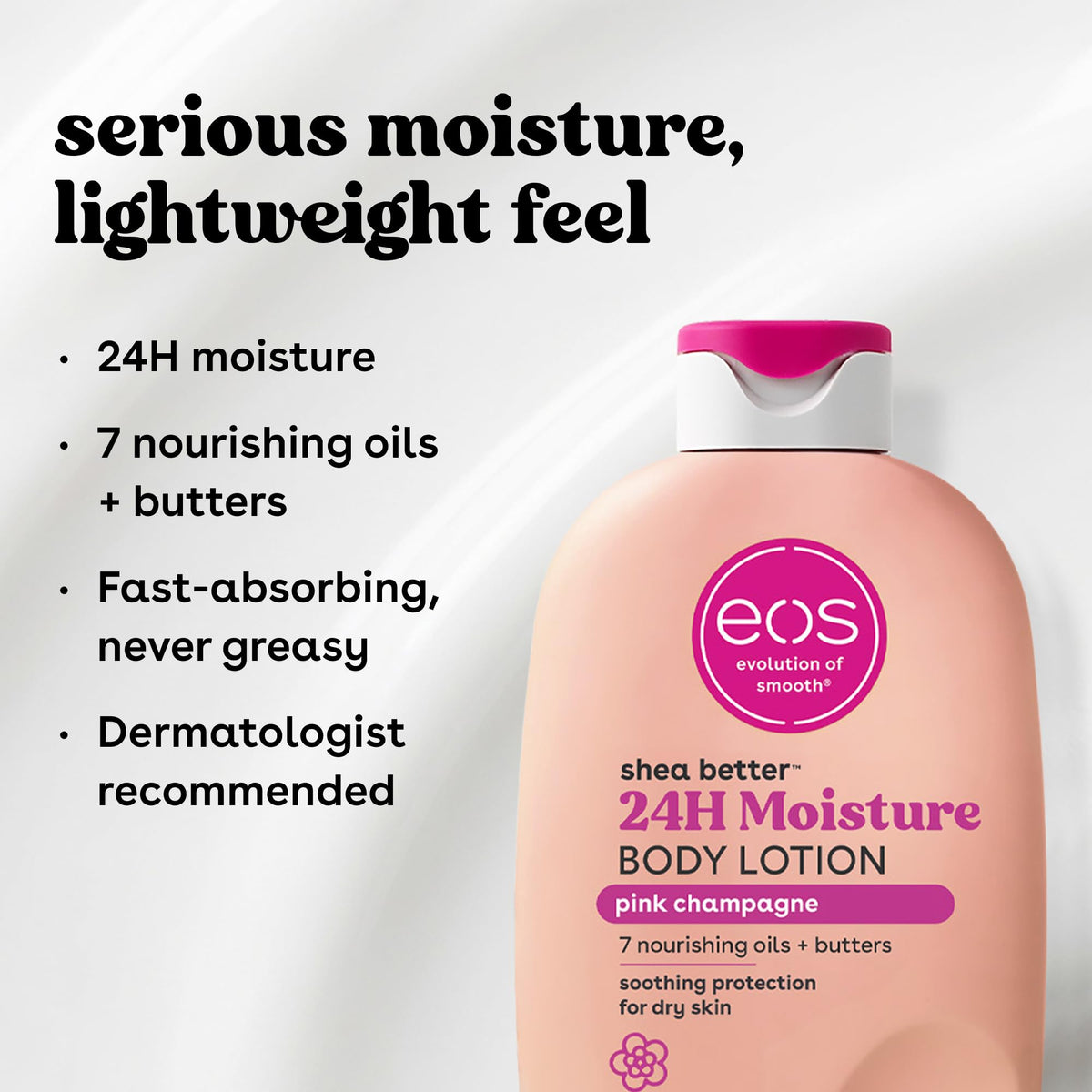 eos ingredients label detail showing natural shea and oils benefits