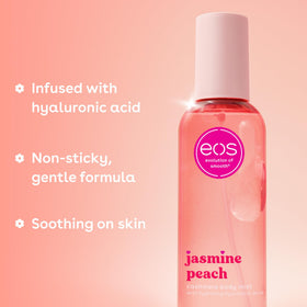 eos Jasmine Peach mist spraying from nozzle, demonstrates fine even application
