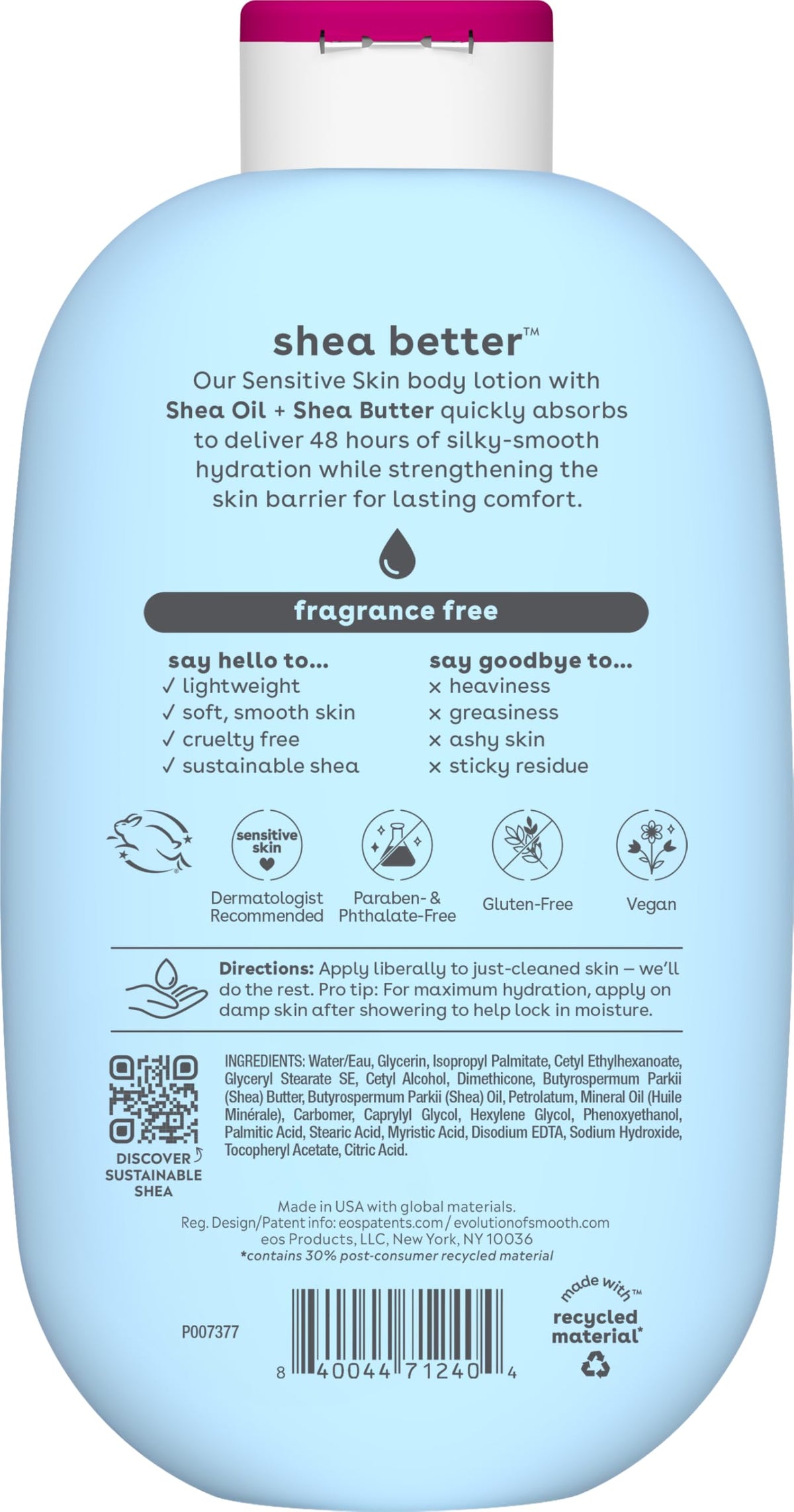 eos bottle on bathroom counter showing daily routine convenience benefit