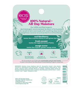 eos lip balm held in hand demonstrating compact size and convenient on-the-go use