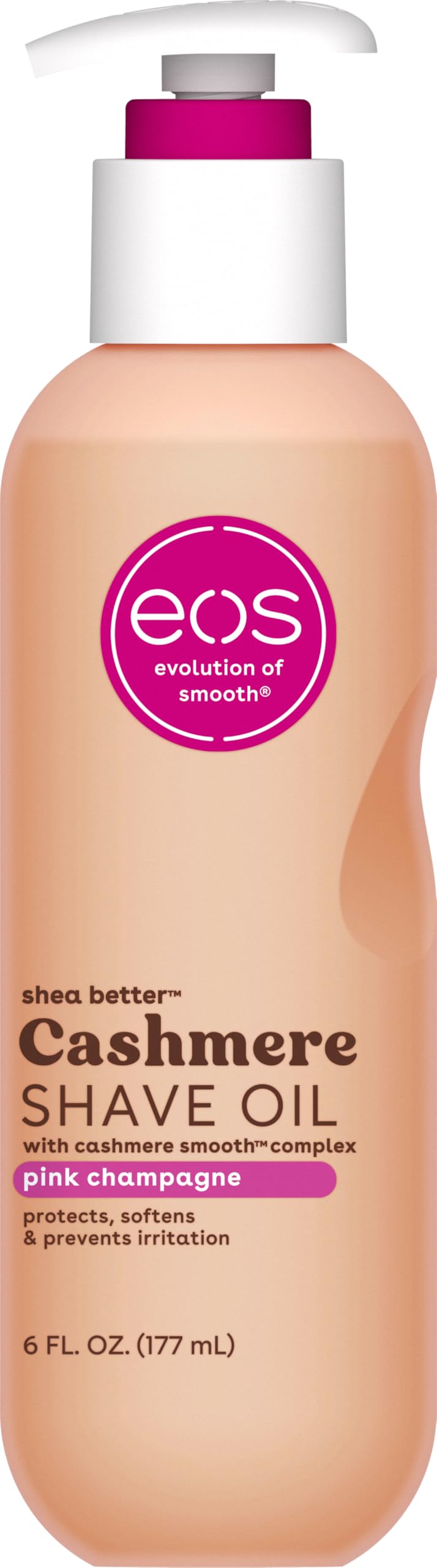 eos Pink Champagne front bottle showing packaging and benefits