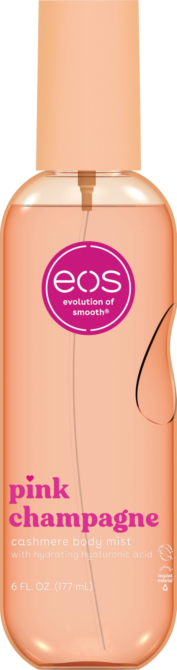 eos bottle front view showing Pink Champagne label and elegant packaging benefit: identifiable fragrance