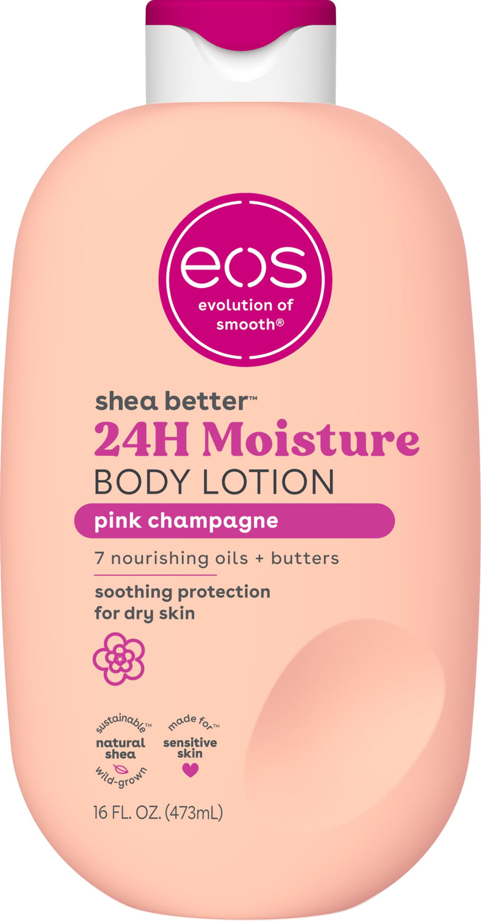 eos front bottle showing label and scent, hydrating everyday use