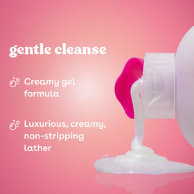 eos creamy foamy gel close-up highlighting soft lather and moisture