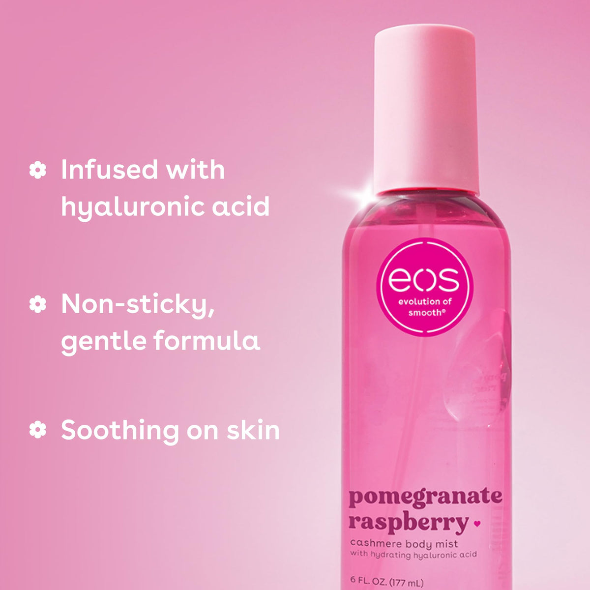 eos spray nozzle close-up demonstrating fine mist for even scent distribution