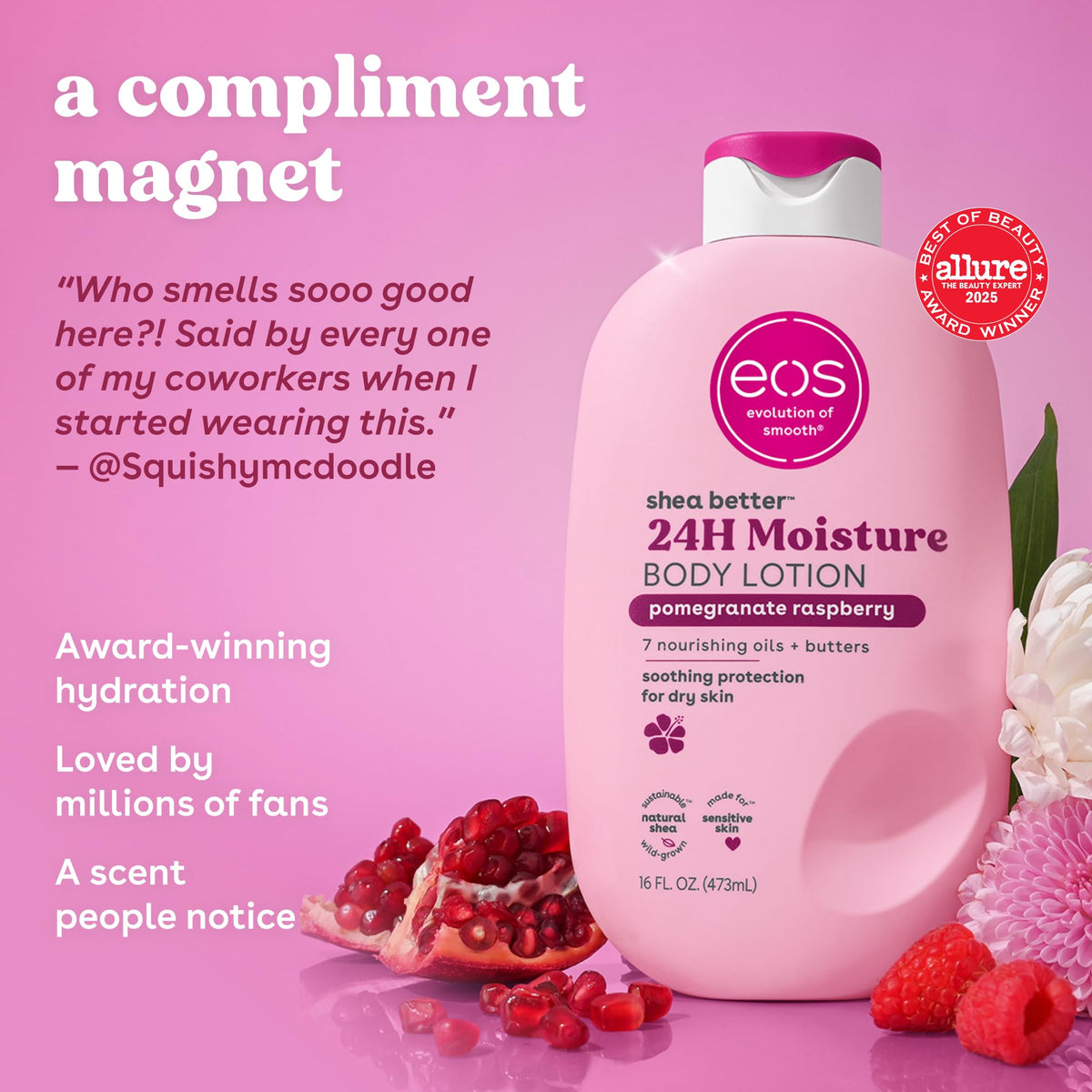 eos lotion texture closeup highlighting fast-absorbing lightweight hydration