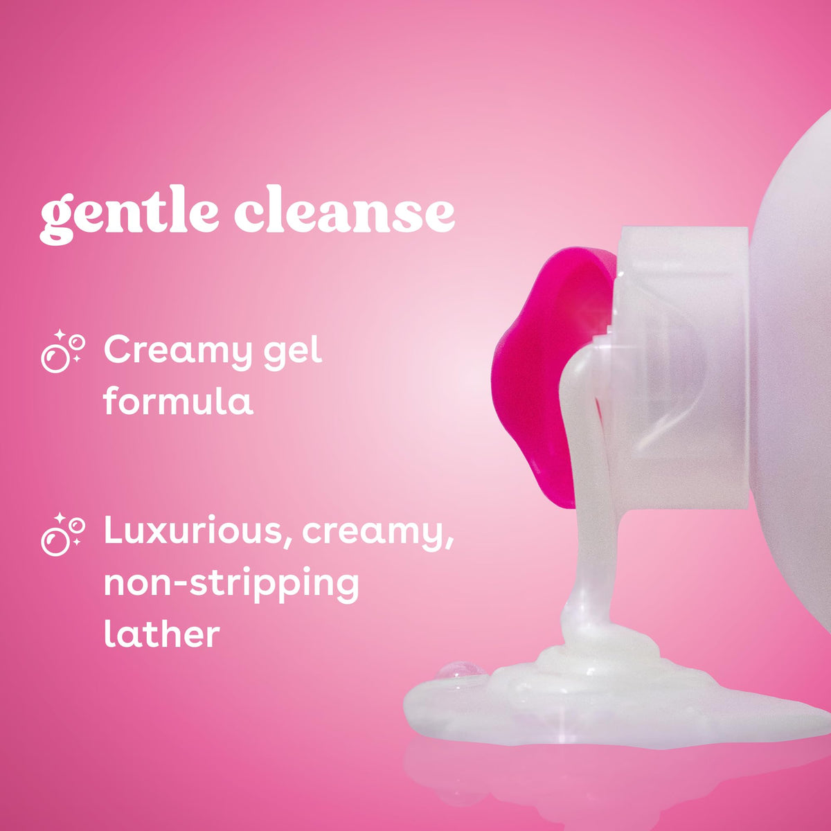 eos pump dispensing creamy foam demonstrating gentle lather and moisturizing feel