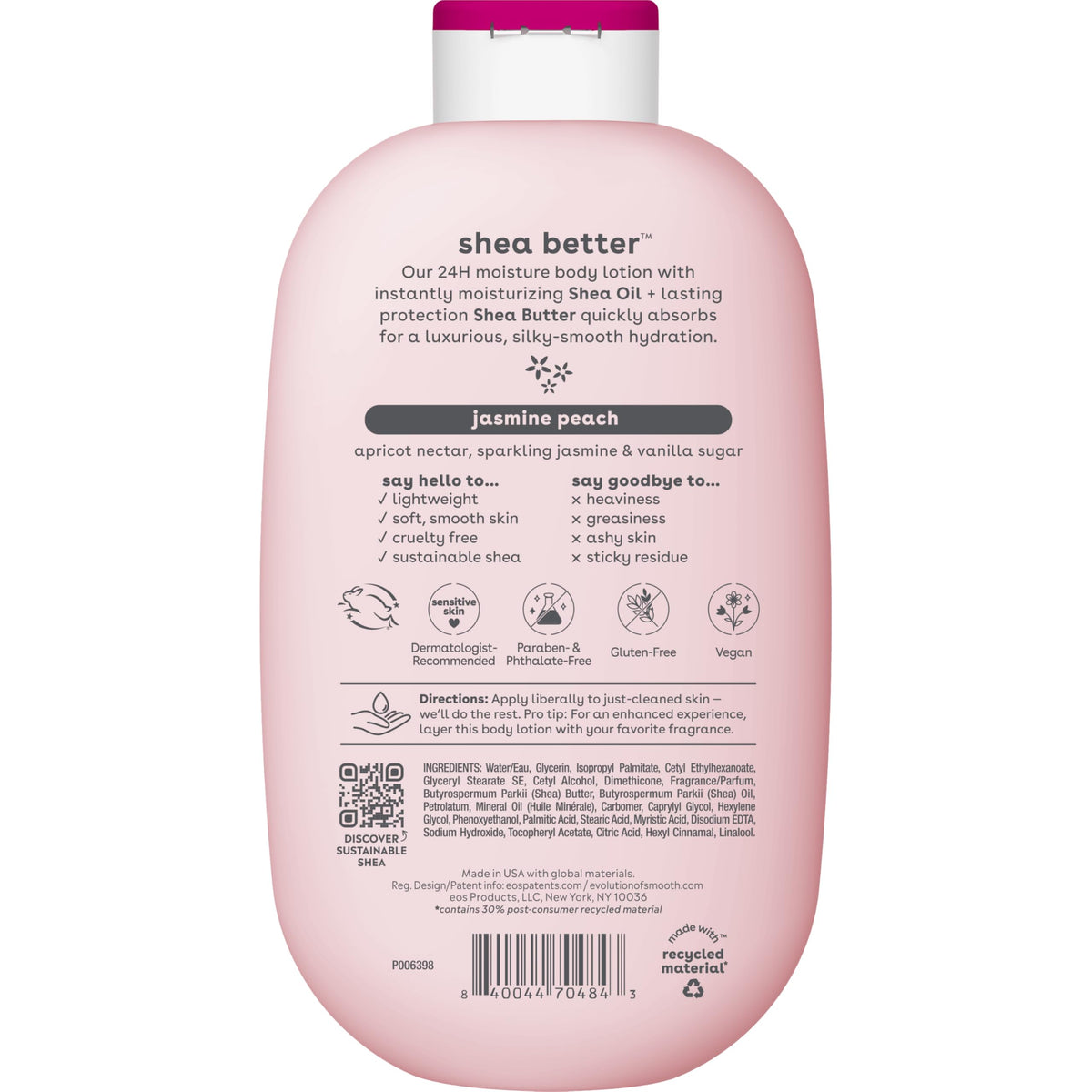eos recyclable packaging display emphasizing sustainable-shea benefit