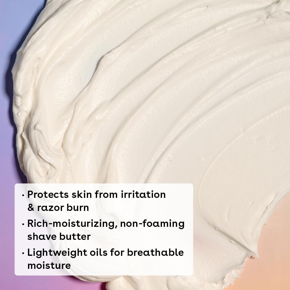 eos shave butter open texture closeup showing creamy glide and hydration benefit