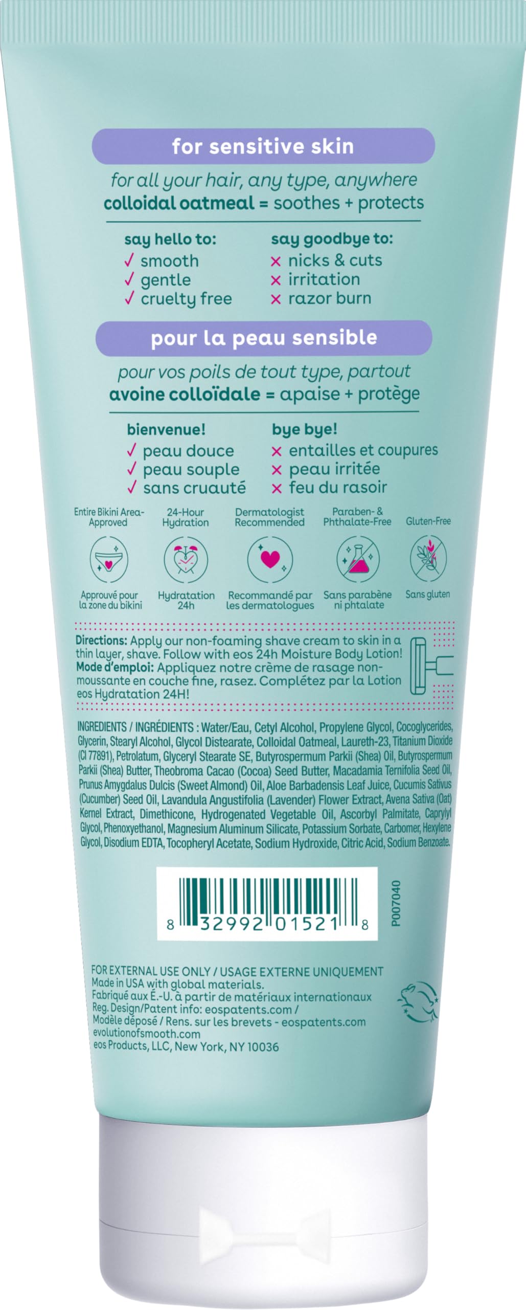 eos 7 oz container in hand showing product size and travel-friendly convenience