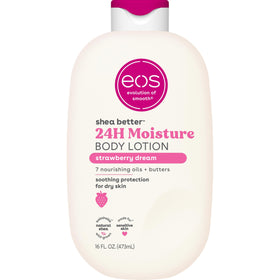 eos bottle front packaging showing strawberry dream and fast hydration