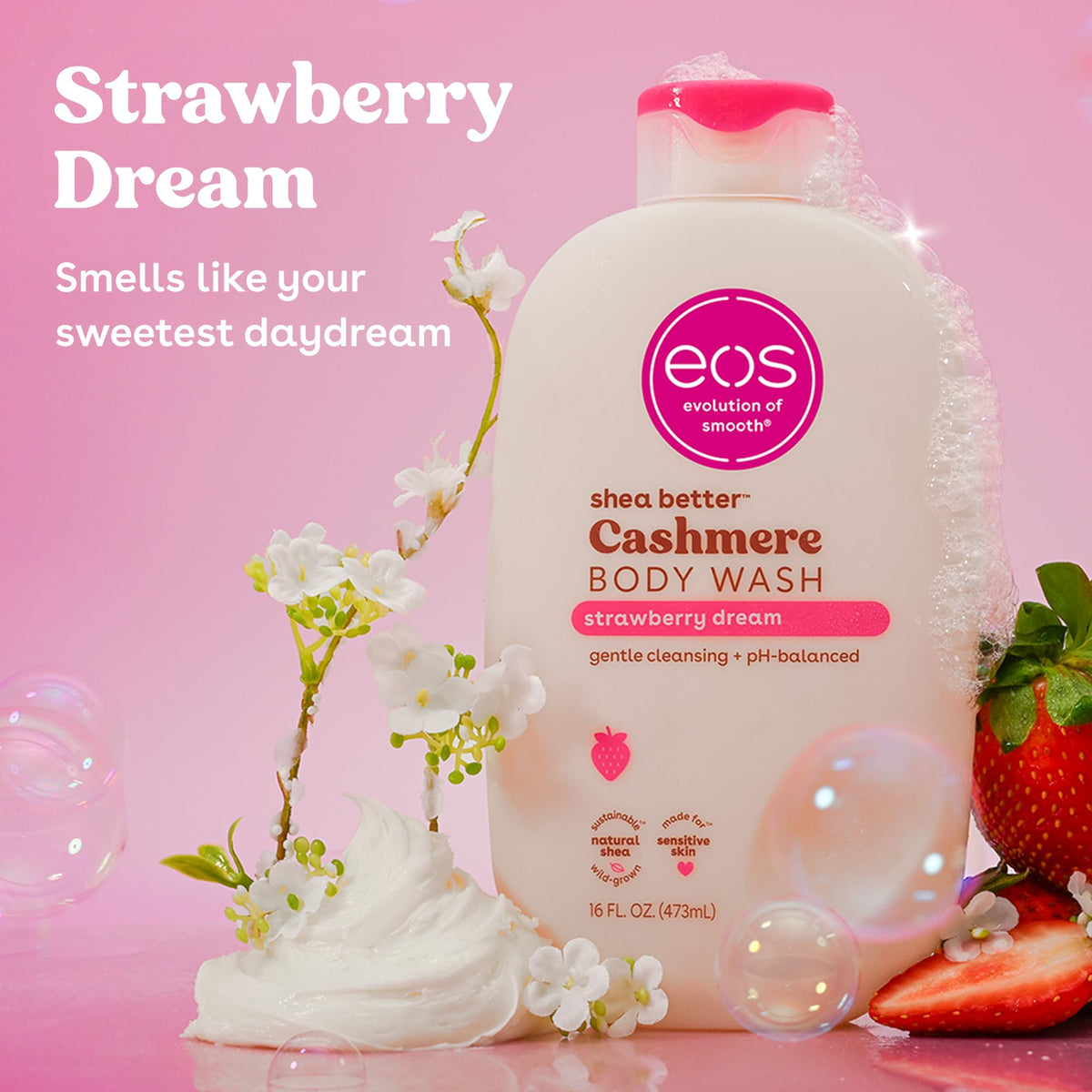 eos pump dispensing creamy gel demonstrating easy, controlled application