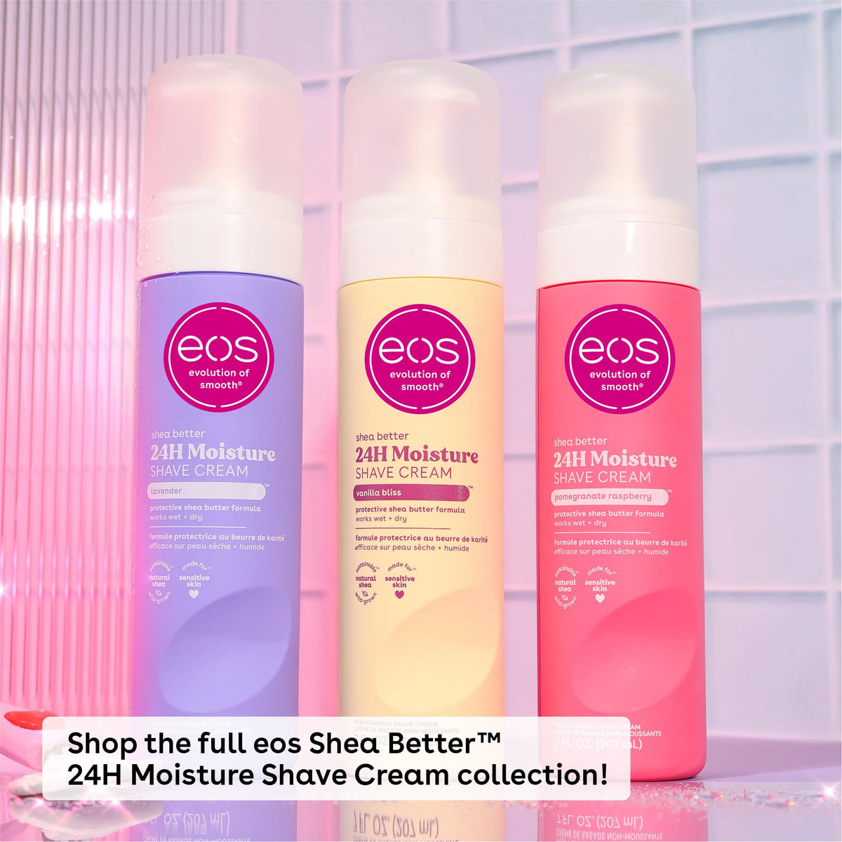 eos label close-up listing shea butter, aloe, and gentleness