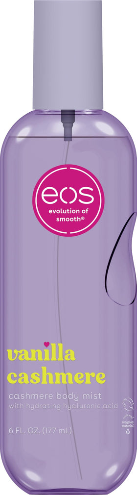eos front bottle showing Vanilla Cashmere label and cozy appeal