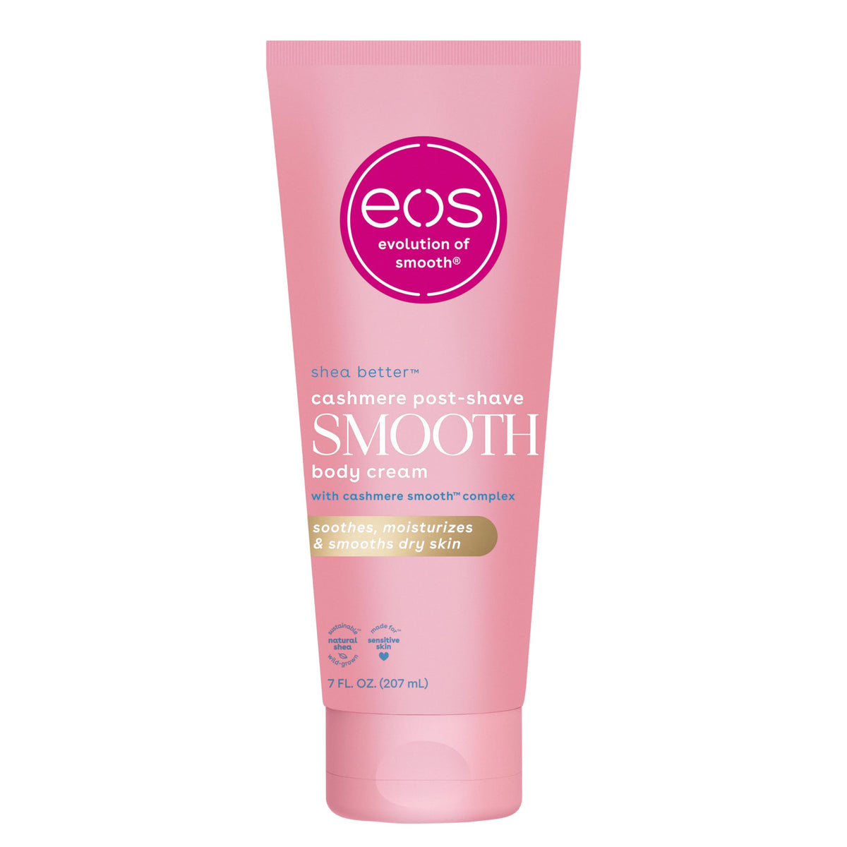 eos jar front view showing Vanilla Cashmere cream and rich hydration