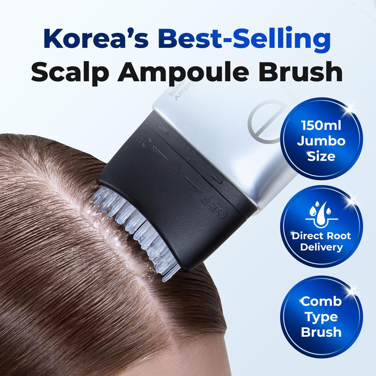 EPAIS comb applicator closeup demonstrating hygienic twist on/off control benefit