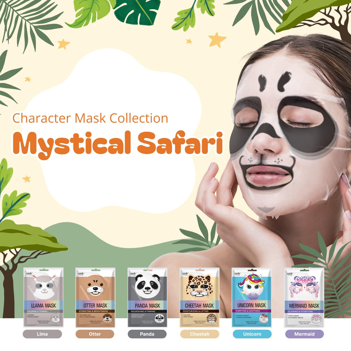 Epielle assorted character sheet masks laid out to display each animal design and variety