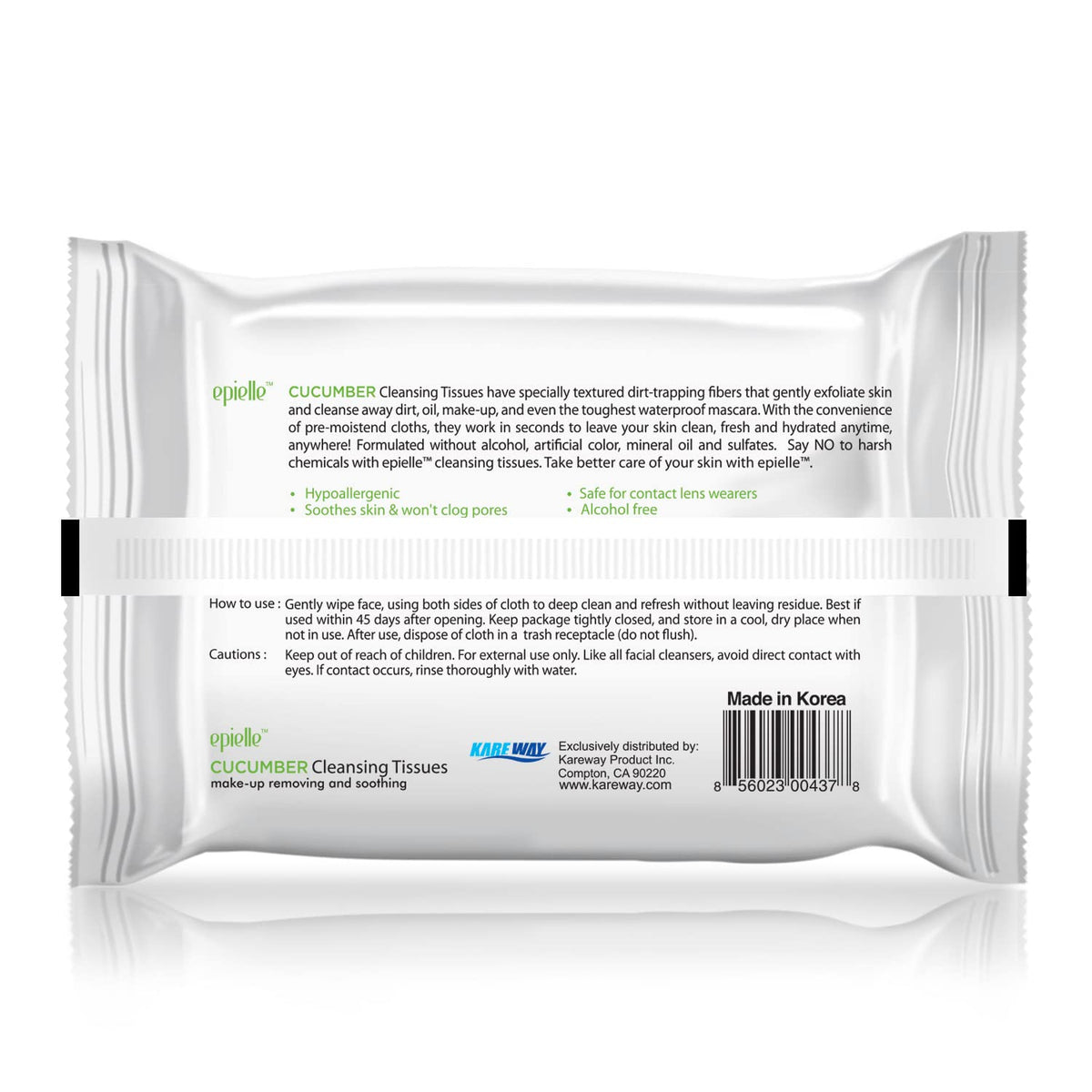 Epielle wipes on bathroom vanity with cucumber for a soothing, spa-like appeal