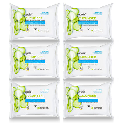 Epielle front packaging of cucumber wipes showing 30-count pack and benefits