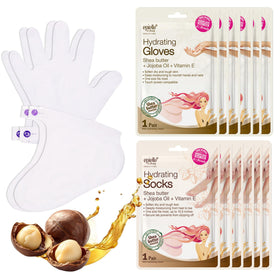 Epielle front packaging showing gloves and socks and clear product benefit