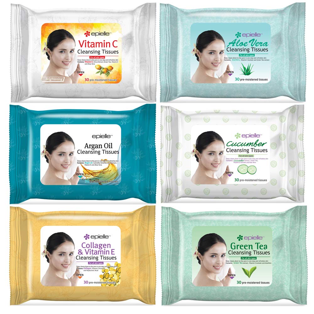 Epielle front packaging showing 30-count packet and branding, quick makeup removal