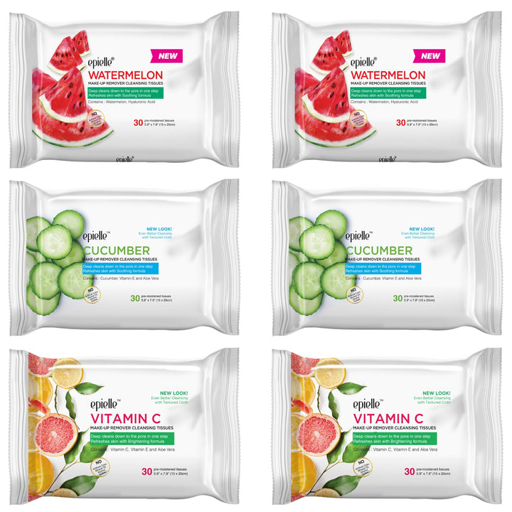 Epielle front packaging showing product branding and count, gentle cleansing benefit