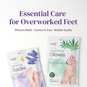 Epielle foot mask in a relaxed home spa scene promoting calm