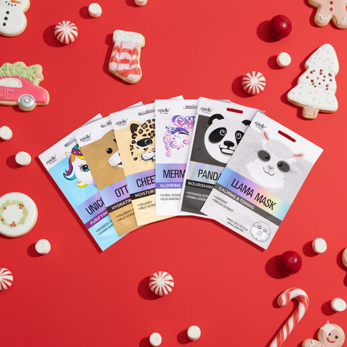 Epielle flat lay of all six designs illustrating playful themes and gifting appeal