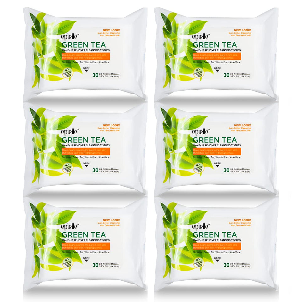 Epielle pack front view showing 30-count pack and green tea branding for easy identification
