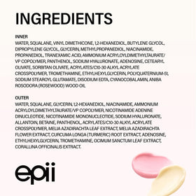 epii label close-up revealing ingredient list and brightening formula benefits