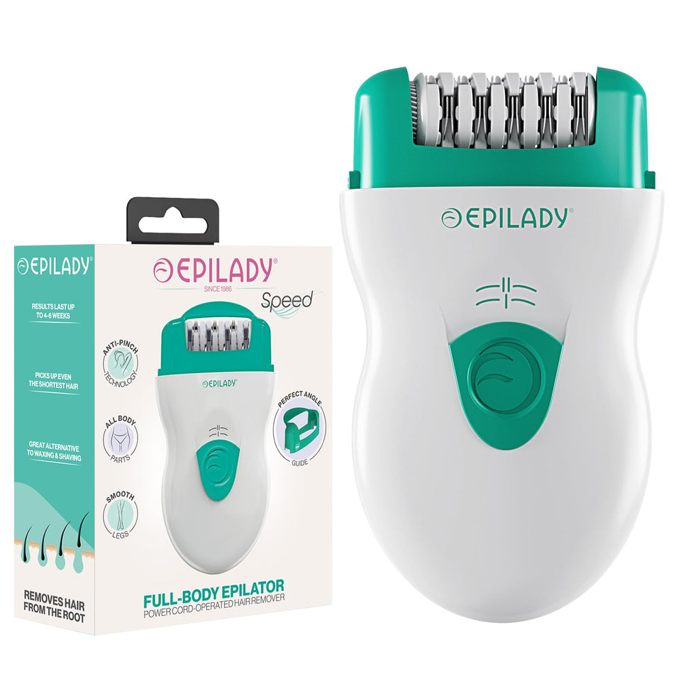 Epilady front view showing compact body and controls for easy handling