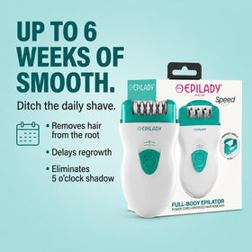 Epilady close-up of 40-disc epilation head highlighting stainless steel performance