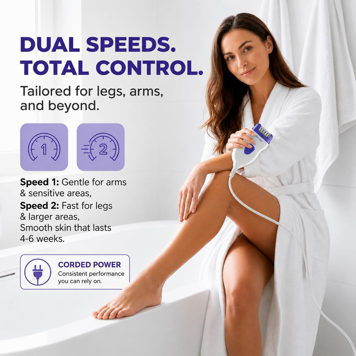 Epilady Speed held in hand to show size and travel-friendly benefit