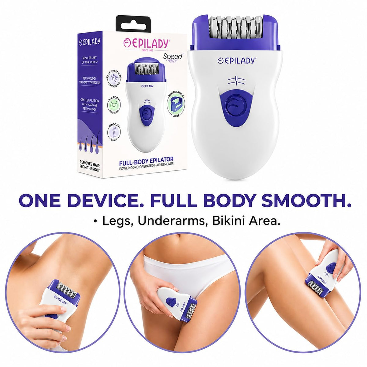 Epilady Speed placed in bathroom setting showing routine-ready convenience benefit