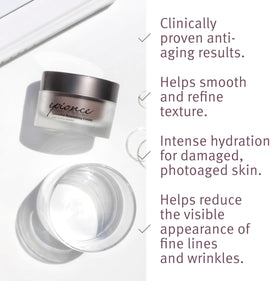 Open jar of Epionce Intensive Nourishing Cream revealing dense balm to provide long-lasting comfort