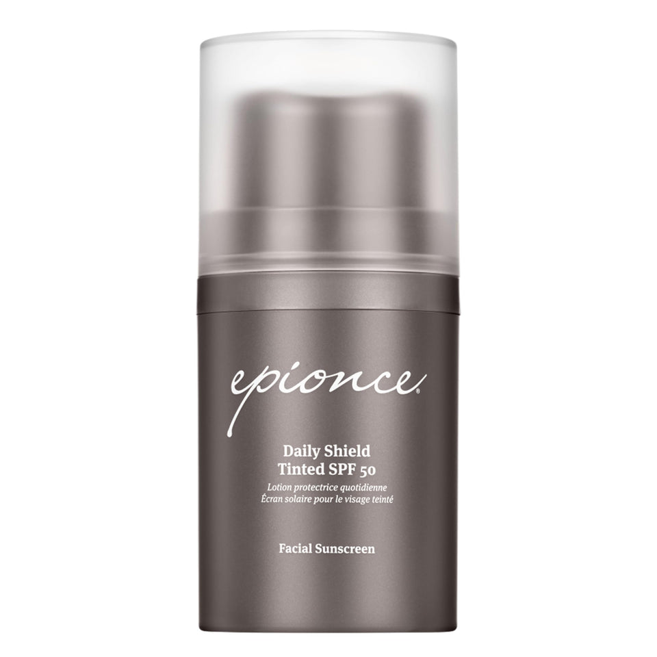 Epionce front packaging showing tinted SPF 50 and benefits