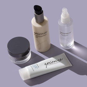 Epionce label close-up emphasizing formulation and dermatologist-backed benefit