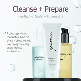 Epionce label close-up highlighting ingredients and dermatologist-strength benefit