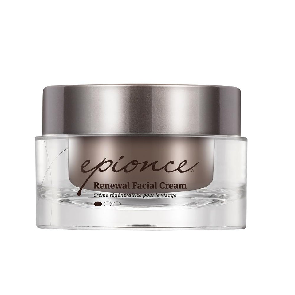 Epionce front packaging showing Renewal Facial Cream and clear brand benefit