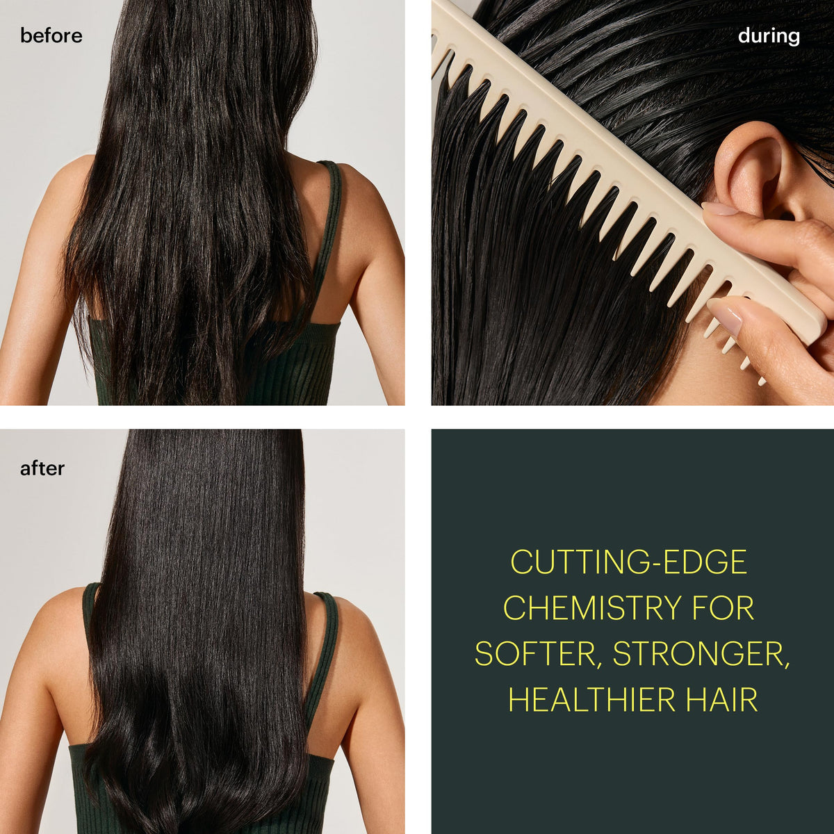 epres before and after hair comparison showing reduced frizz and stronger hair benefit