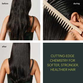 epres before and after hair comparison showing reduced frizz and stronger hair benefit