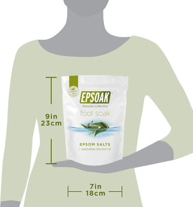 Epsoak basin with feet soaking illustrating relaxation and softening effect