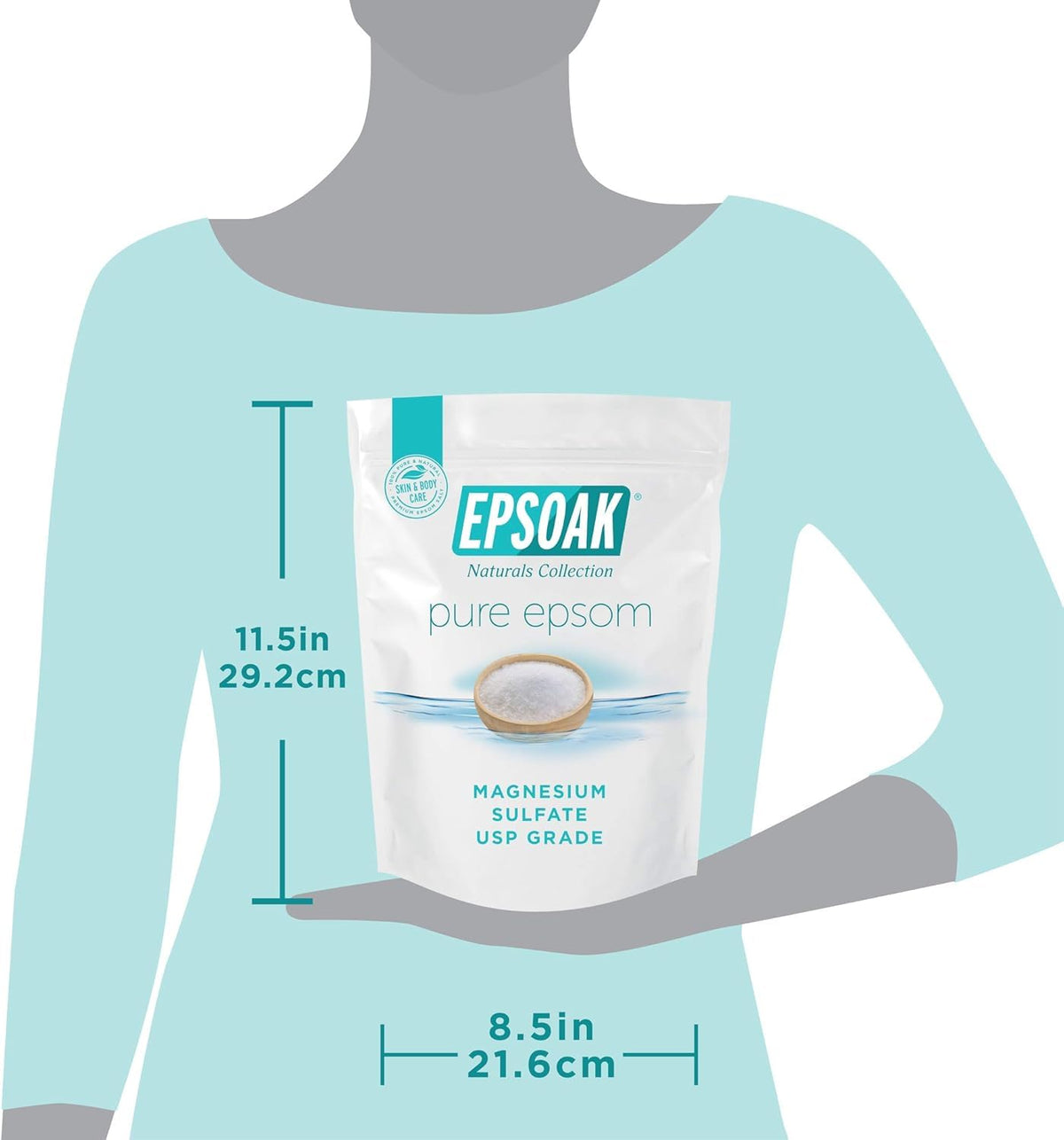 Foot soak basin filled with Epsoak crystals showing simple foot care benefit