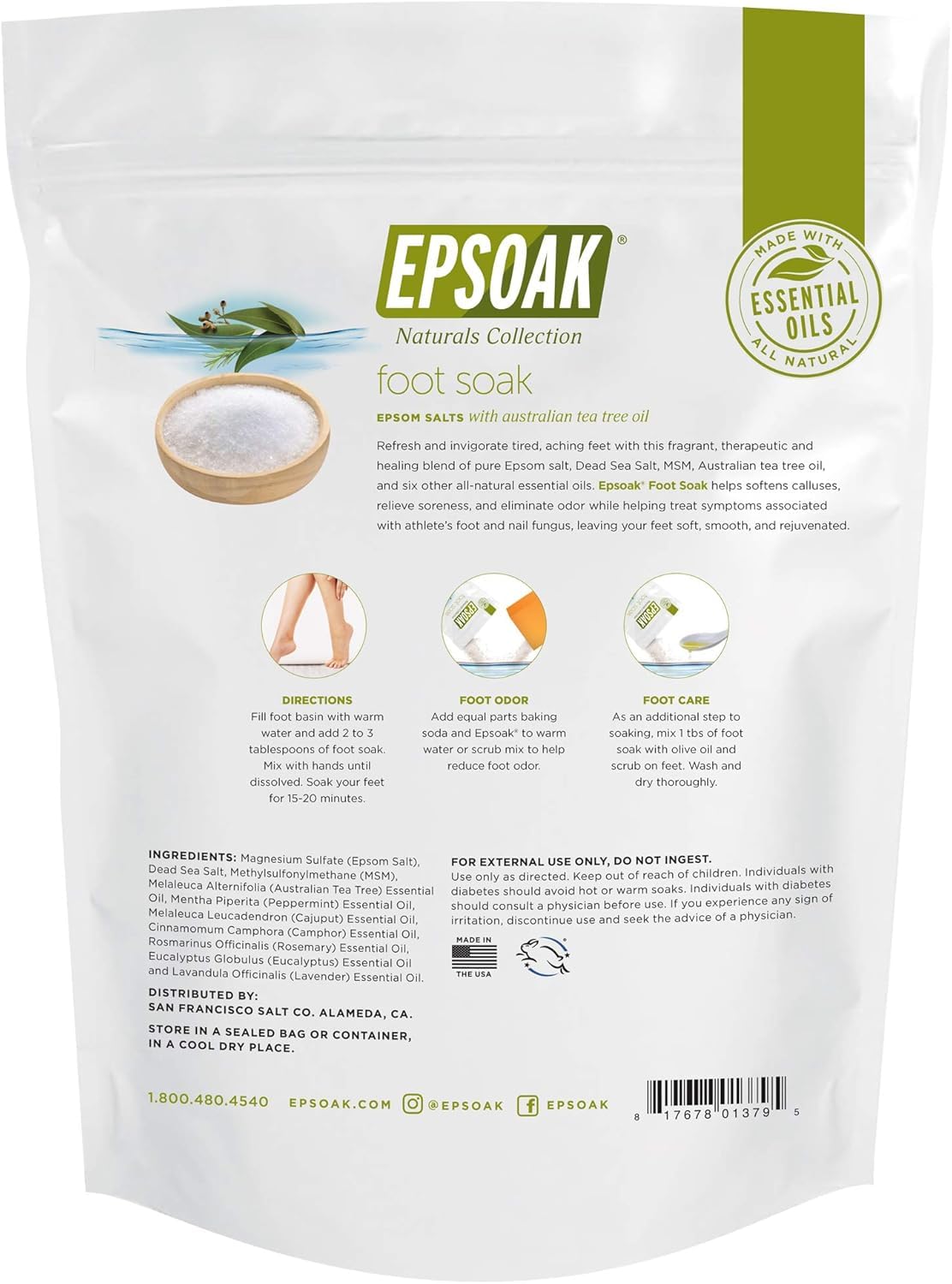Epsoak resealable zipper and bag texture showing freshness preservation benefit